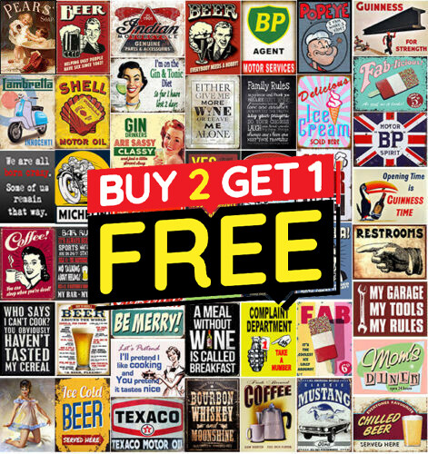 Metal tin sign plaque bar - metal,