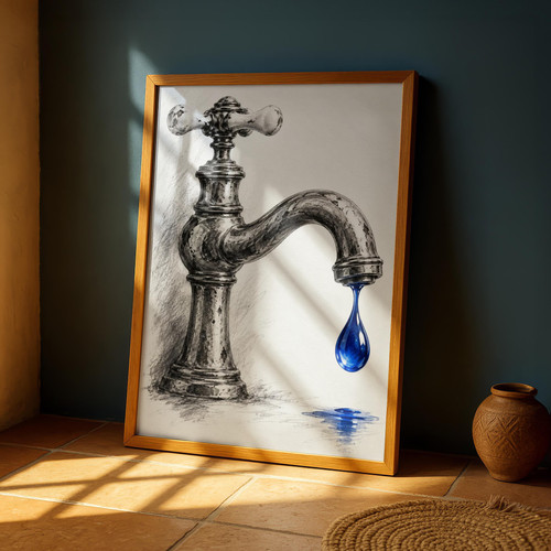 Vintage tap blue water - tap,