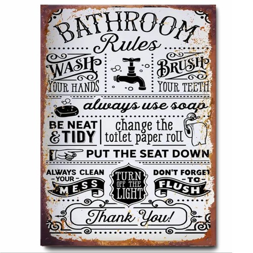 Bathroom rules vintage retro - rules,