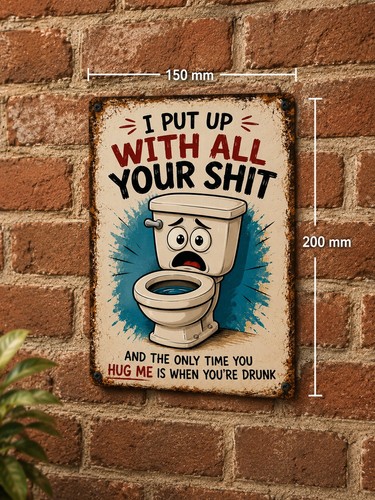Funny bathroom metal wall - metal,