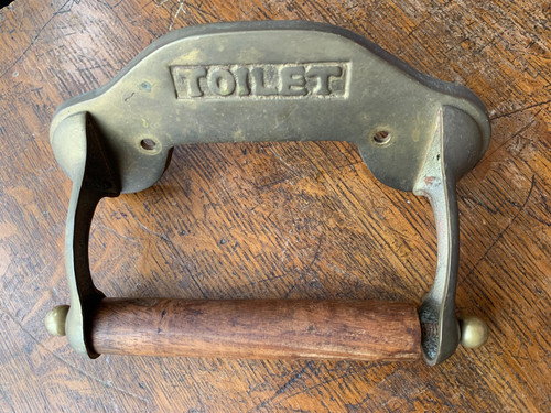 Vintage brass and wood - , toilet