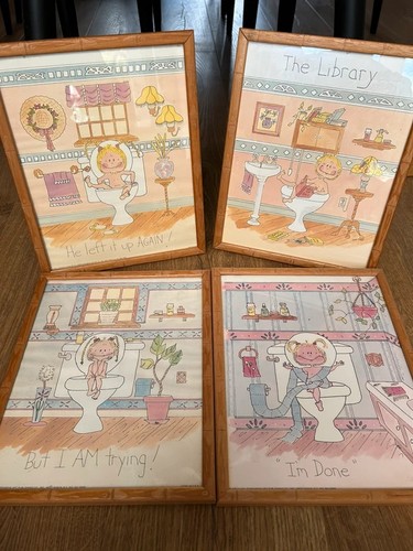 Vintage framed bathroom humour - vintage,
