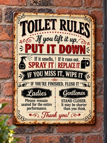 Funny toilet rules vintage - toilet,