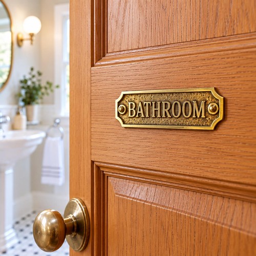 Bathroom sign solid brass - bathroom,